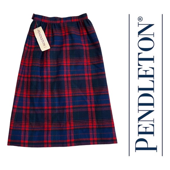 Pendleton Dresses & Skirts - Pendleton Navy and Scarlet Plaid A-Line Skirt